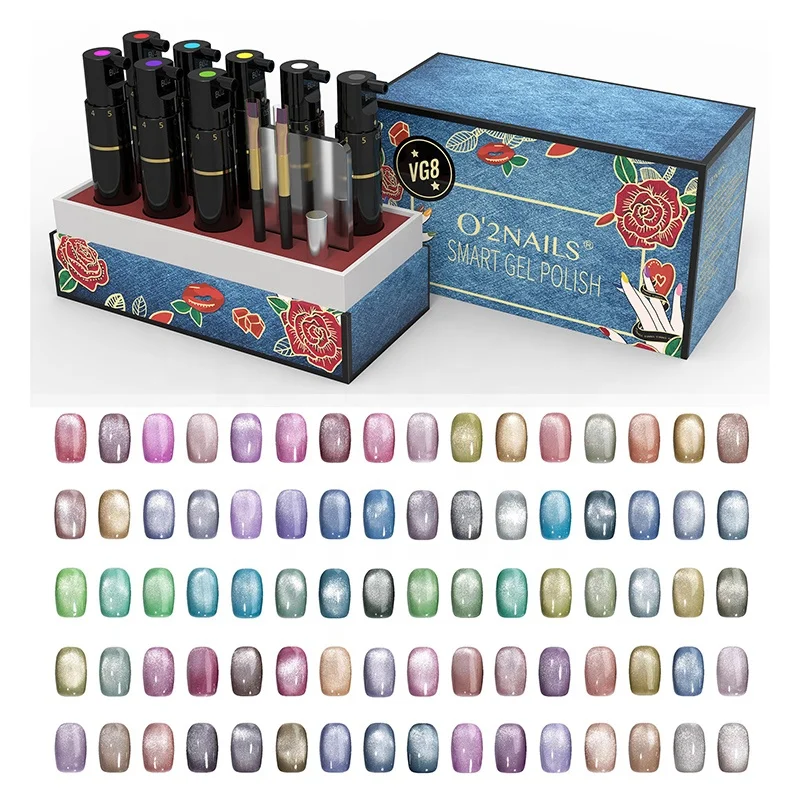 2024 New arrival O2NAILS smart uv blending gel polish mixing kit cat eye gel polish