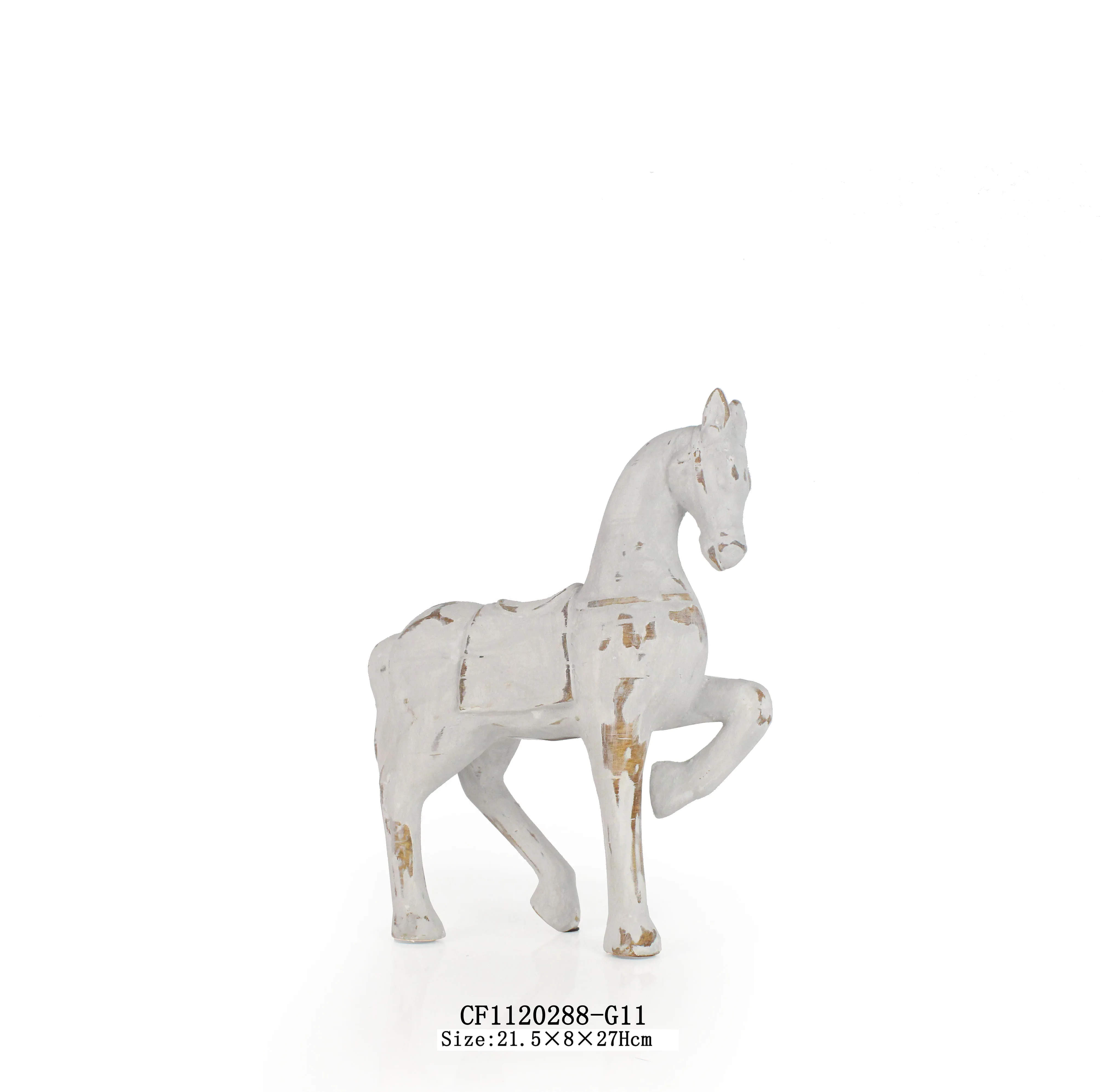 Nordic Animal Sculpture White wood Color Horse Figurines for Home Decor Wholesales Rustic Resin Bookend Home Decoration
