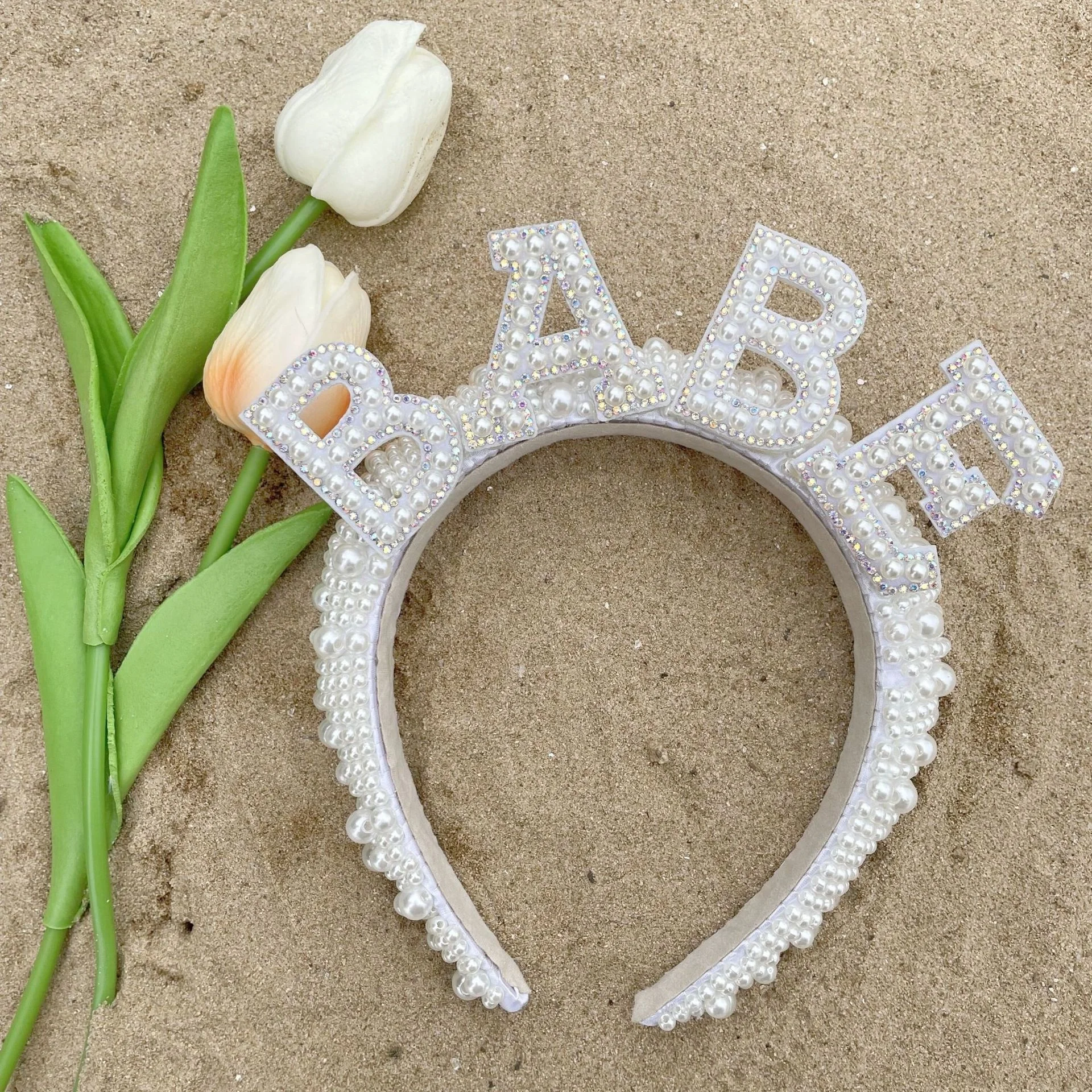 Свадебная повязка на голову с жемчугом