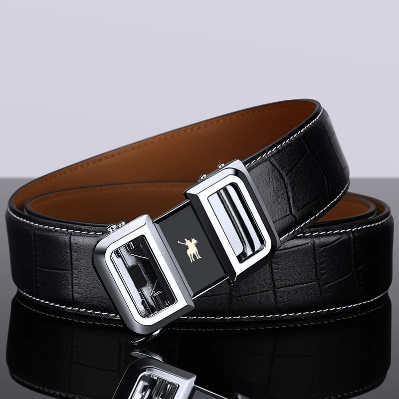 Ремень WILLIAMPOLO мужской из натуральной воловьей кожи, с автоматической пряжкой, шириной 3,5 см
