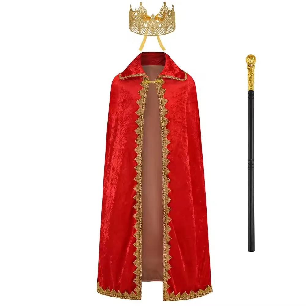 Wholesales Fancy Kids Prince King Cosplay Costumes Cloak For Children Halloween Costume Cape crown Scepter