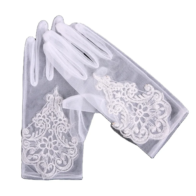 New Fashion Wedding Dress of Mesh Gloves Short Tulle Cuffs Motif Bridal Lace Gloves