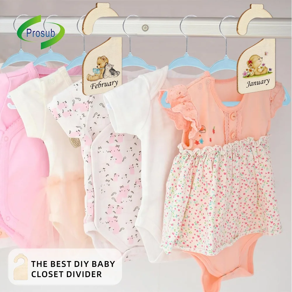 Prosub Sublimation Baby Milestone Monthly Dividers Custom Print Blank Sublimation Nursery Wood Newborn Closet Clothing Divider