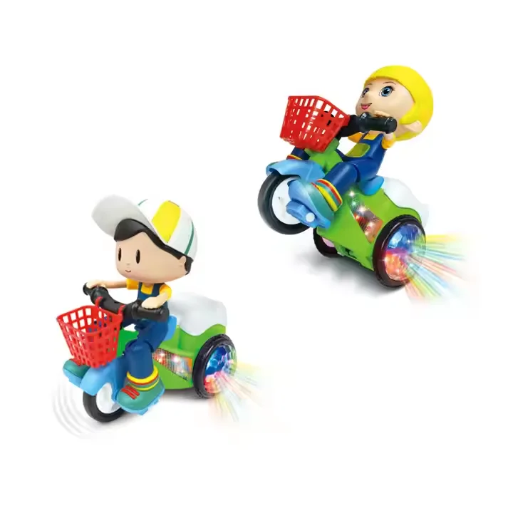 New plastic stunt tricycle toy 360 rotating luminous model car toy Cute fun rotating car toy wholesale