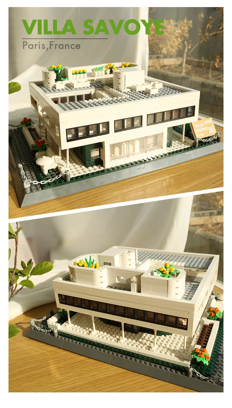 5237 Paris Landmarks Building Sets Villa Savoye Building Blocks Street View Educational Children Toys MOC Brick