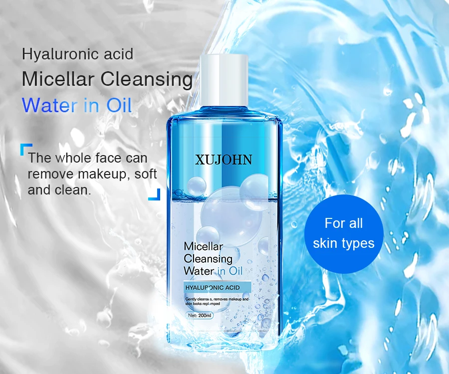 OEM Oil-water Separation Gentle Hyaluronic Acid Micellar Cleansing Water Hydrating Cleanses Makeup Remover