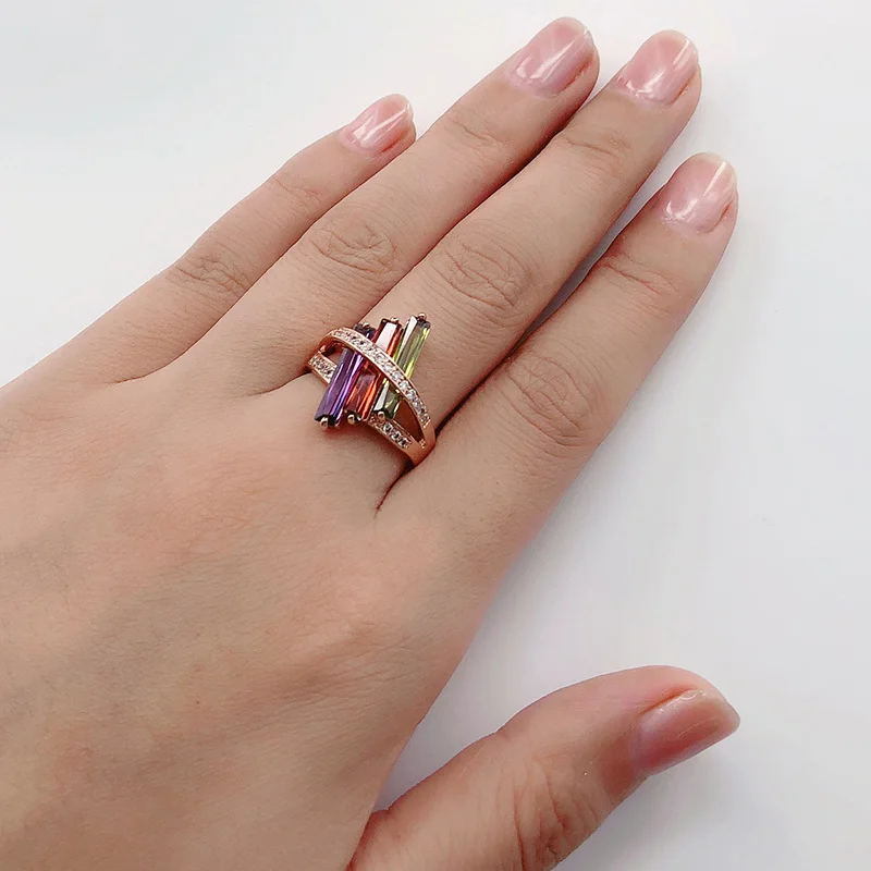 Dropshipping Fashion 14K Gold Plated Sterling Silver CZ Simulated Diamond Stackable Ring Eternity Bands for Women Antique Ring