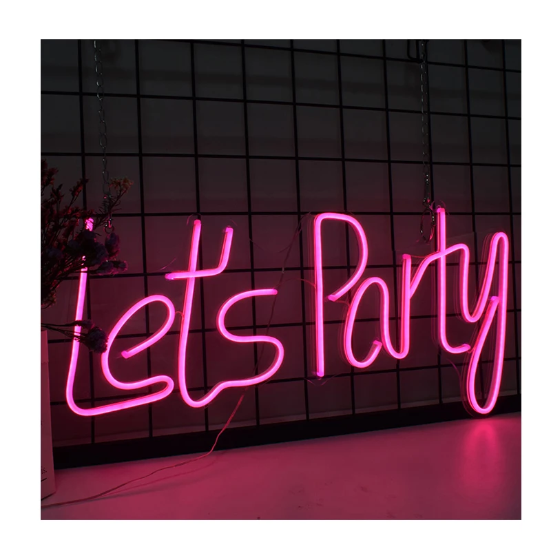 Drop Shipping Top Quality Warm White Led Neon Sign 12v Eye-catching Acrylic Neon Flex Strip Party Use-let`s Party