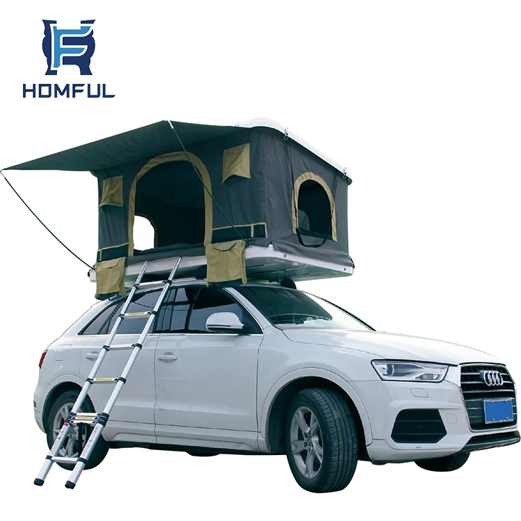 HOMFUL Road Trip Folding Car Tent Hard Shell Roof Top With Free Ladder