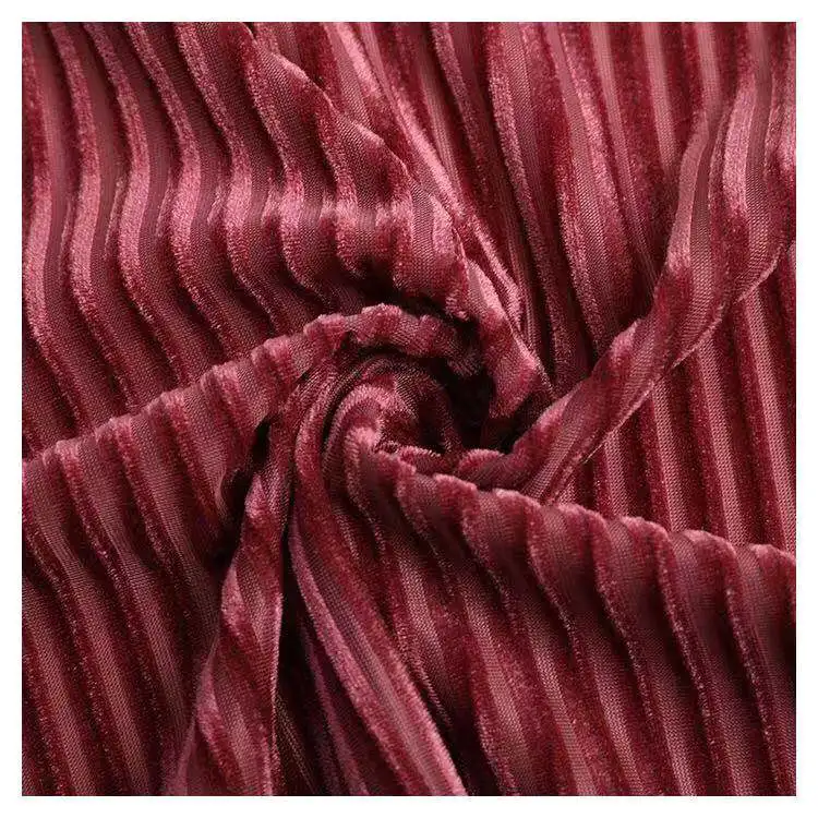 
polyester spandex velour plain dyedstriped modern knit silk velvet fabric for dress garment pajamas 