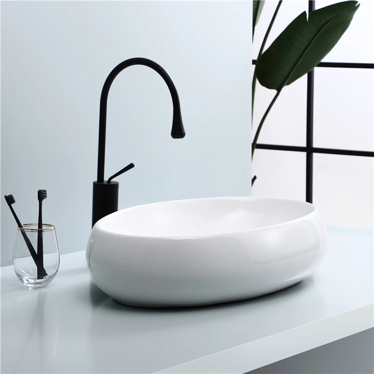 
Wholesale modern bathroom vanity fashion oval ceramic above counter basin 
