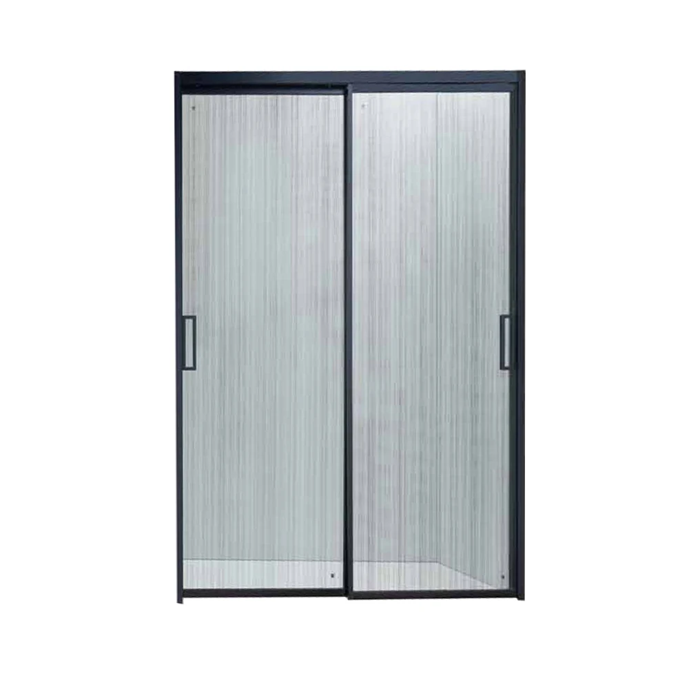 Metal Black Frames Track Bypass Sliding Glass Interior Door Soft Close Modern Waterproof Graphic Design Shower Room Door
