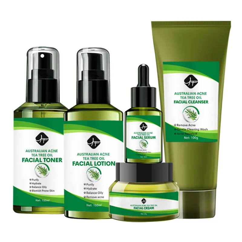 Pure Natural Tea Tree Oil Acne Treatment Skin Care Set Dark Spots Pimples Remover Acne Treatment Cream