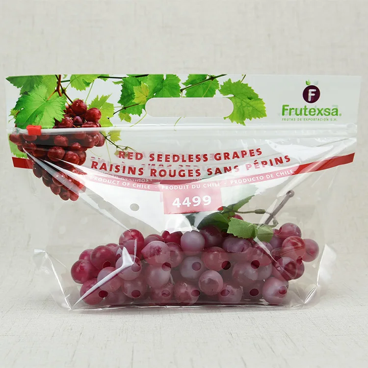 
Anti Fog Customized Zipper Keep Fresh Plastic Packing Bag for Fruits Apple Grape 