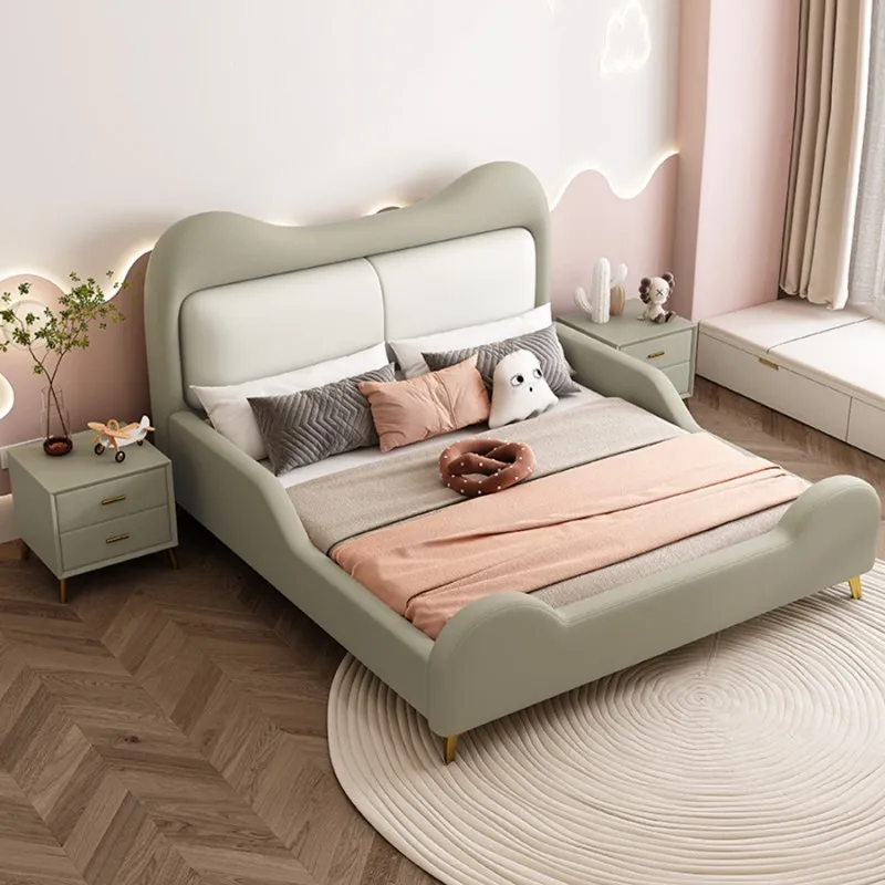 Modern Children bear design bed kids lovely single kids beds bedroom furniture solid wood frame child bed with storage cabinet