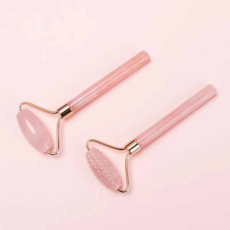 Natural Quartz Crystal Single Head Roller Rose Quartz Massage Facial Roller
