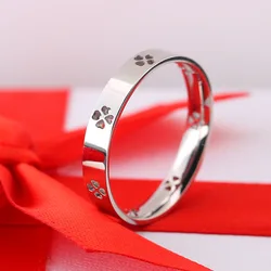 Европейская и американская мода ювелирные изделия титановая сталь полый Четырехлистный Клевер розовое золото серебро кольцо для женщин