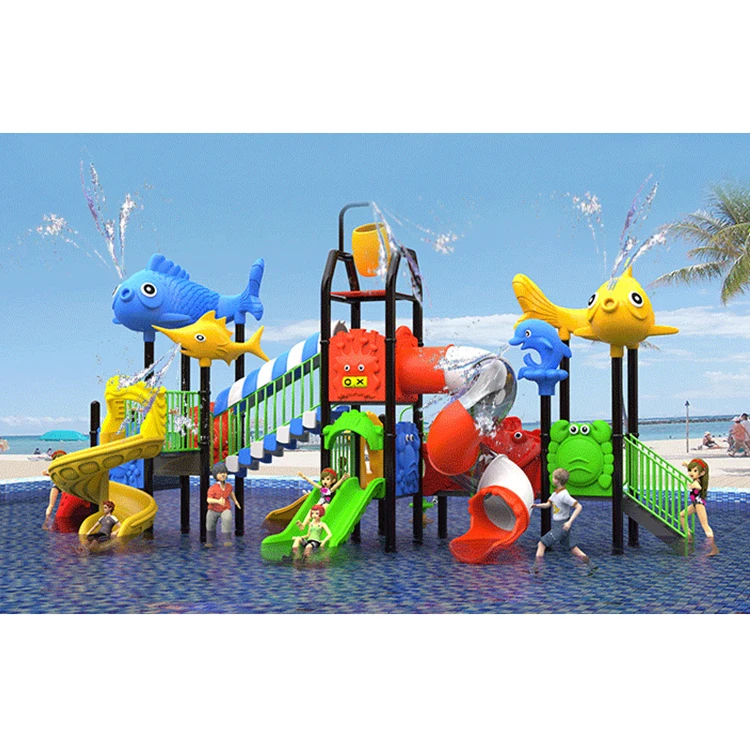 High quality kindergarten kids outdoor playground equipment water park slides