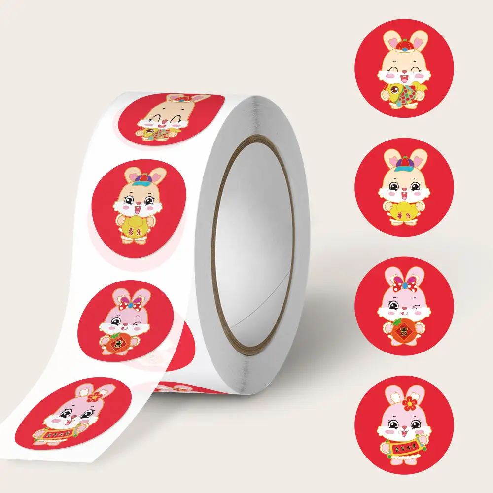 Rabbit New Year Customized Waterproof  Private Logo Stickers For Packaging Label