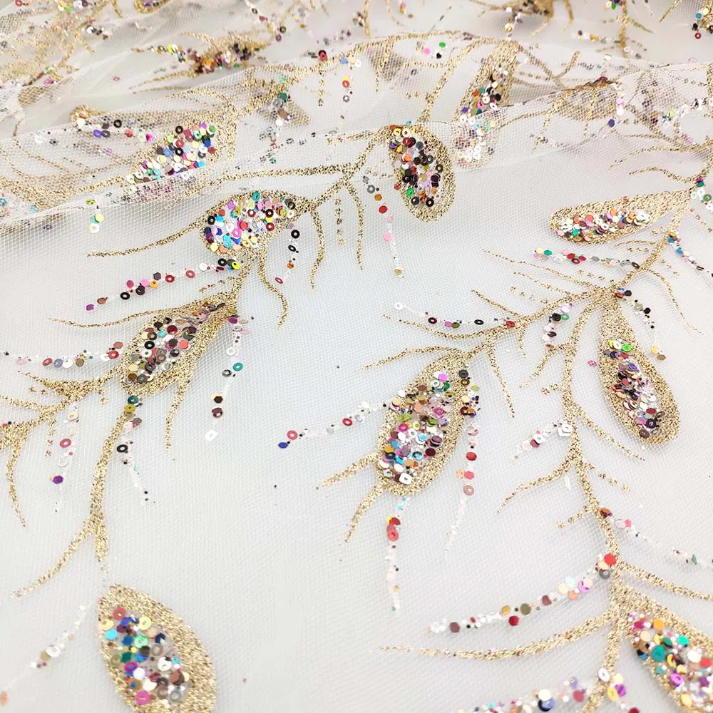 100%polyester black base Mosquito sliver glitter dots mesh fabric for dress