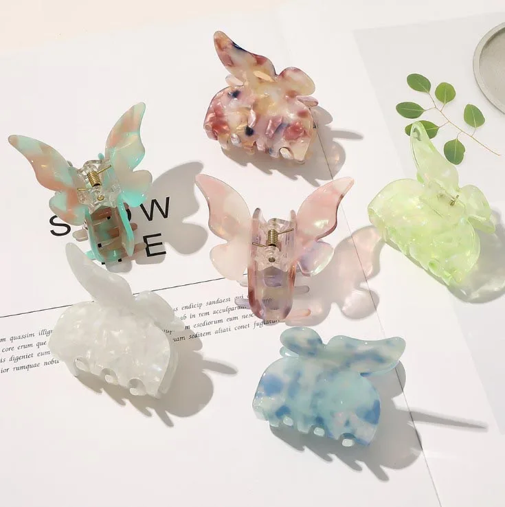 2021 new fashion butterfly hair claws accessories for women wholesale spring and summer acetate hair claws hair clip