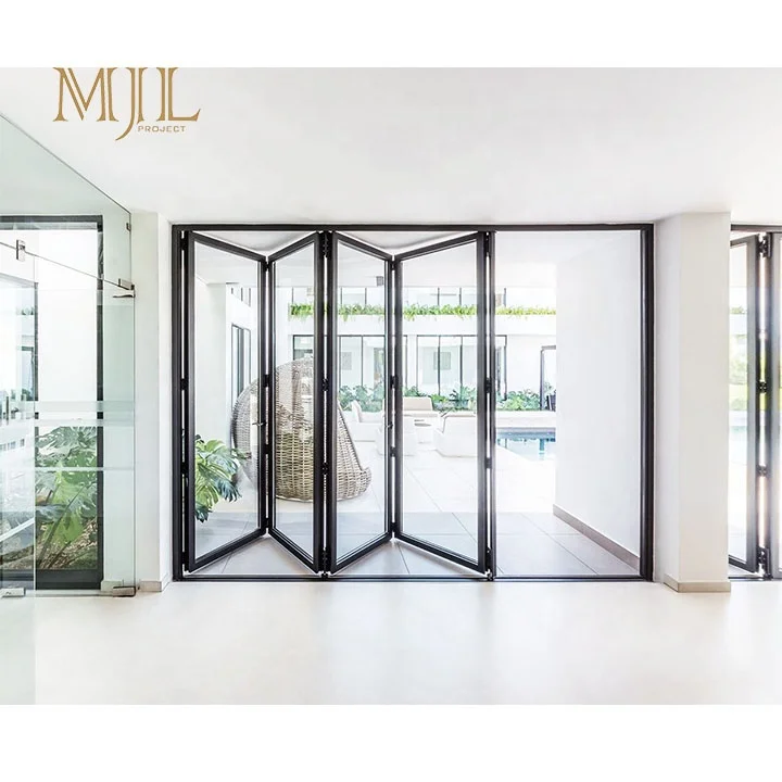 Aluminum Industrial Sound Proofed Glass Sliding Folding Door