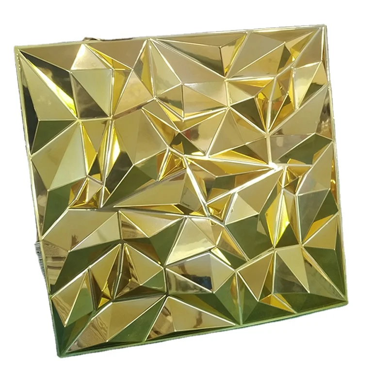 Ebest wall renovation Stereo shiny Gold plating 3d Wall Panel Diamond tile sticker living room Toilet 3d wall paper