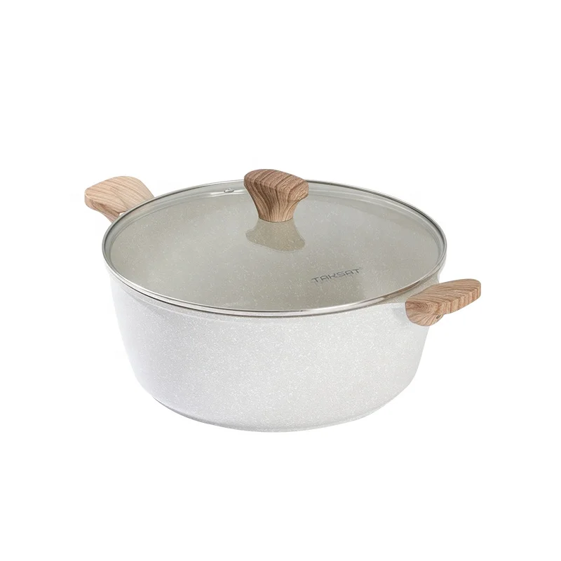 Non Stick Dutch Oven with lid Granite Cooking Stock Pot Casserole Dish Cookware
