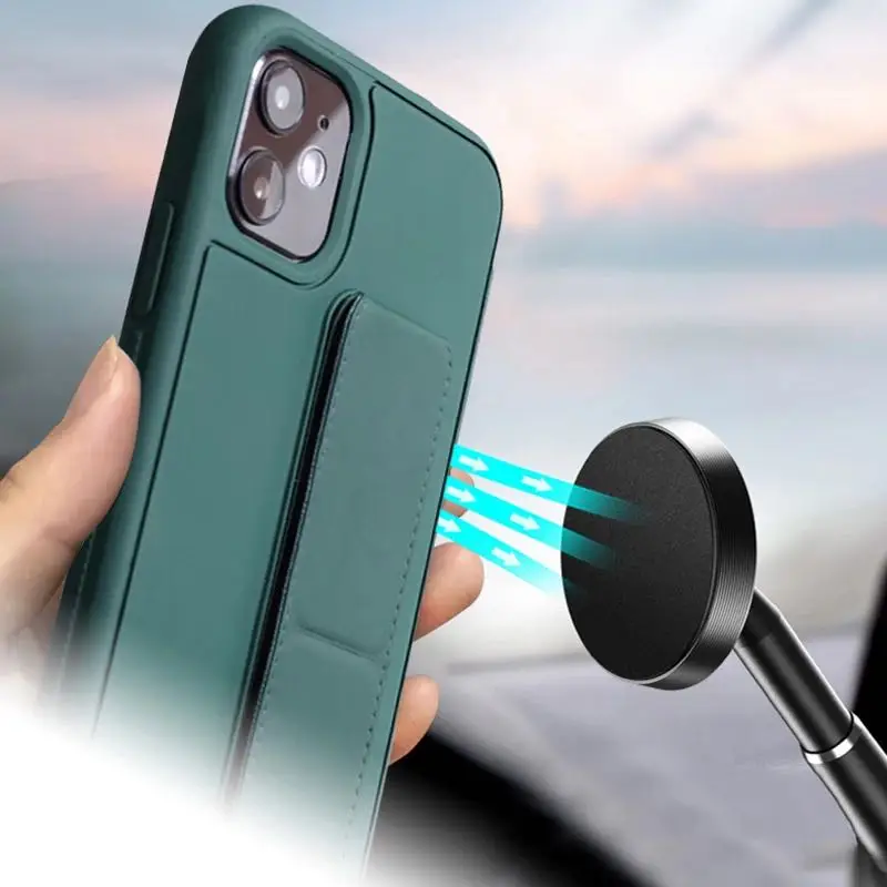 PU leather candy color magnetic Phone Case For Iphone 13 12 11 Pro Max  hand wrist strap stand holder back cover  phone case