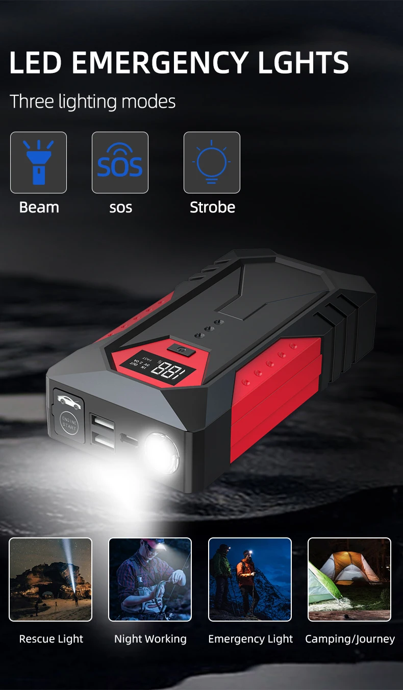 10000mah Car Jump Starter Power Bank M43 Car Battery Booster Charger 12v Starting Device Auto Emergency Start-up Lighting