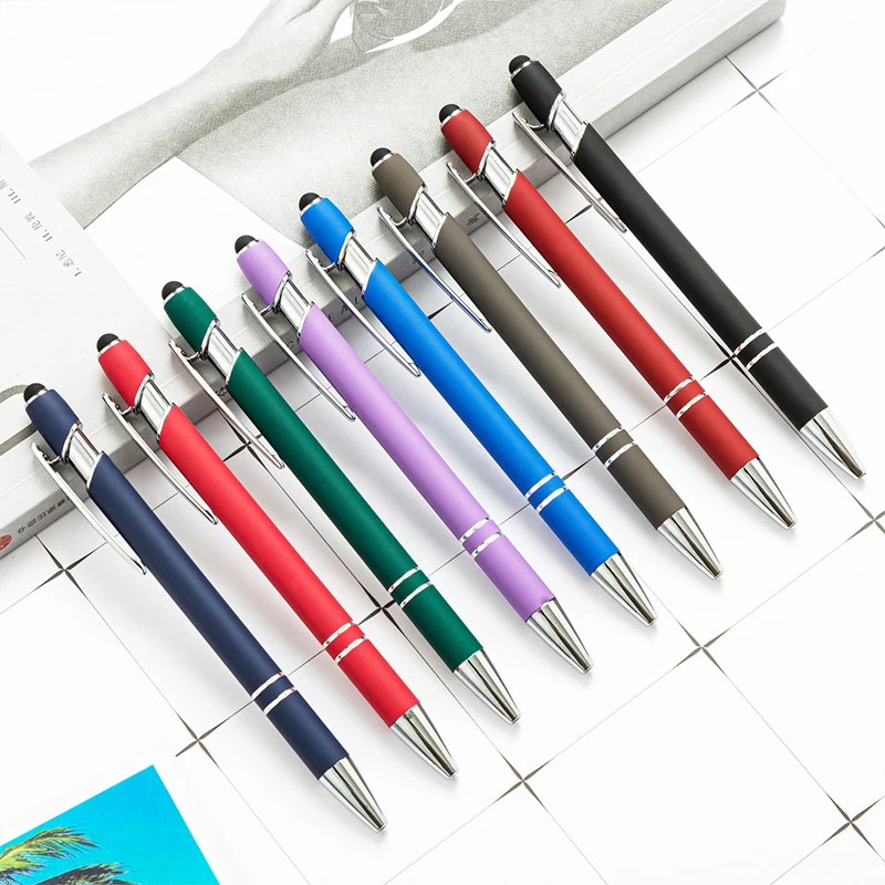 Manufacturer Direct Selling Aluminum Rod Press Pen, Spraying Meiji Metal Touchscreen Advertising Pen