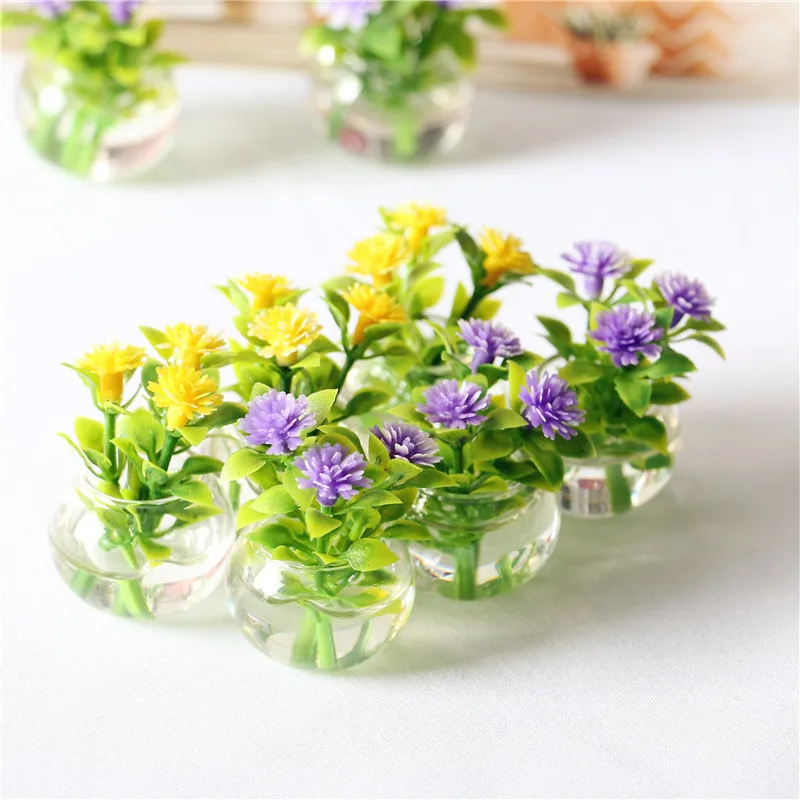 Factory Hot Sales Doll House Miniature Plants Flower Pots Garden Miniature Accessories Jugueteria