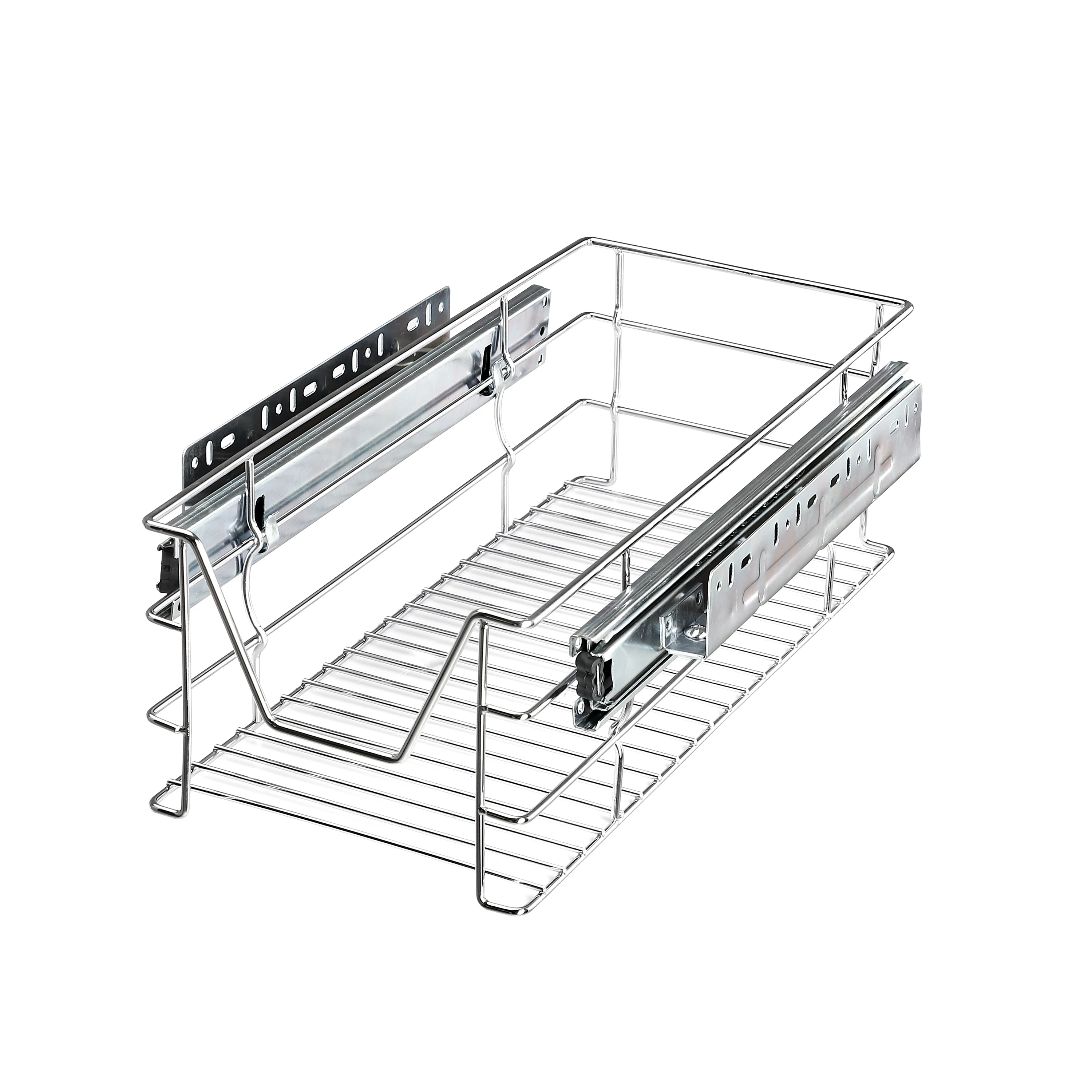 Easy Installation Heavy Duty Chrome Telescopic Rack Pull Out Wire Basket Storage Unit for Kitchen Base Drawer