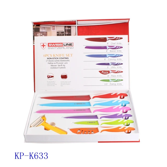 Набор нескользящих цветных ножей swiss line, 7 шт.