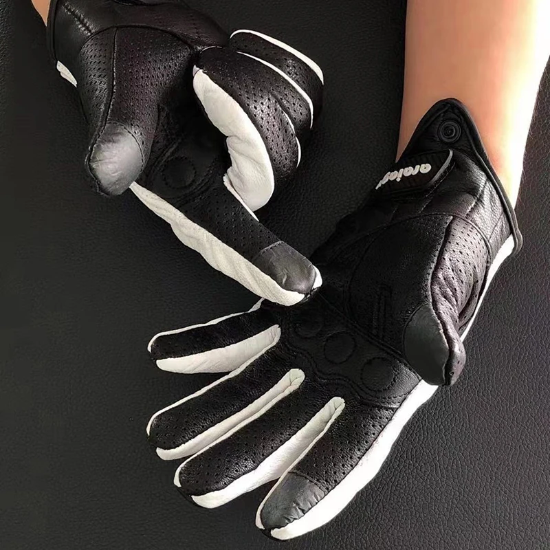 High Quality Men Fashion 100% Goat Leather Biker Motorcycle Gloves