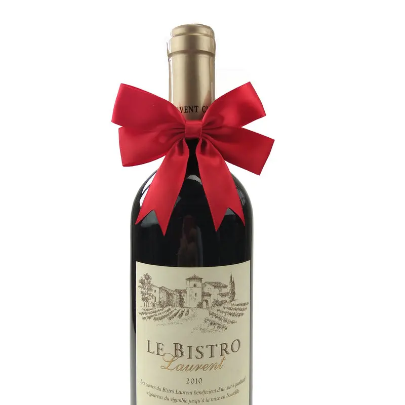 Elastic Satin Ribbon Flower Bows for Wine Bottle Neck Decoration Customizable Colors for Parties and Events