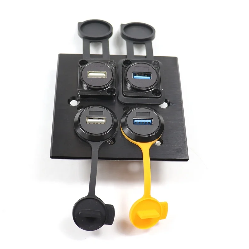 2 Port USB3.0 Dual Channel Hidden In Table Smart Hub Square Shape D Type Plugs & Socket