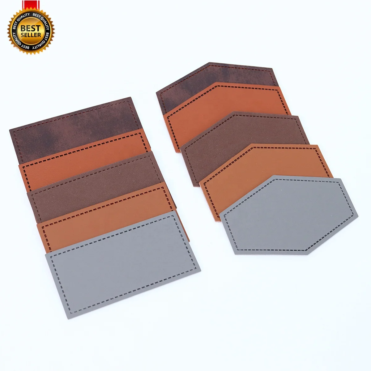 Self Adhesive Backing Custom Iron on Pu Leather Patches Blank for Hats Jeans 2x3 Size Genuine Label