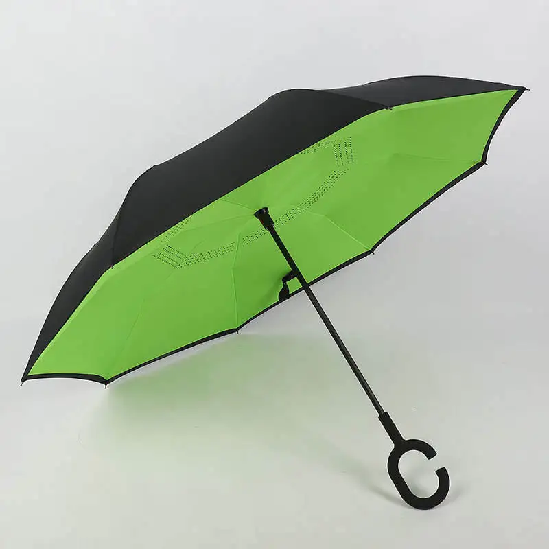 Непродуваемый двухслойный инвертированный зонтик для режима «свободные руки»