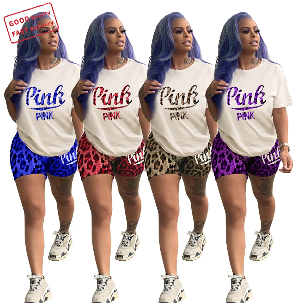 
HGL1631 2021 new arrival ladies 2 piece short set casual solid color printed pants sets outfit suit 2 piece set women clothing 