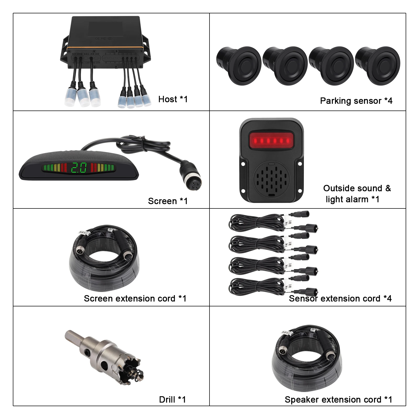 24V truck parking assist system truck left side right side radar parking sensor system outside sound and light alarm