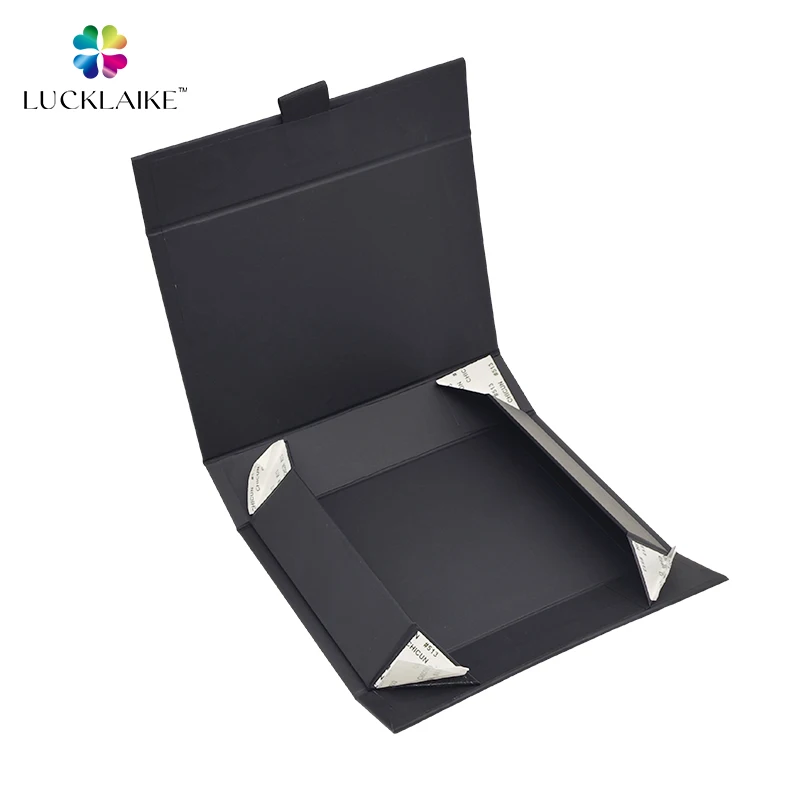 Custom Printed Cardboard Matte Black Box Plain Gift Jewelry Magnet Packaging Magnetic Flip Paper Folding Gift Box Manufacturer