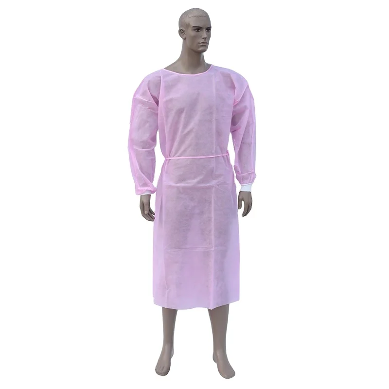 Disposable Pink Coated Gowns for Isolation Medical Protective Clothes