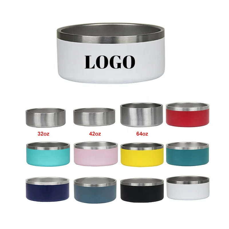 Wholesale Custom Logo 100oz Stainless Steel Dog Bowls for Large Pets 18oz/32oz/42oz/64oz Non Slip Dog Bowls for Water and Food