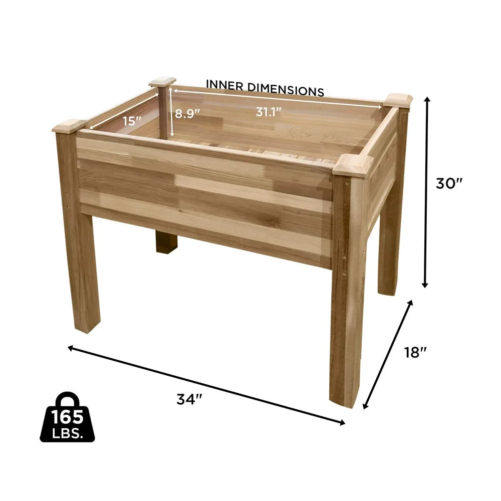 Elevated wood planting for growing fresh herbs vegetables flowers  succulents and other plants in your home is ideal for