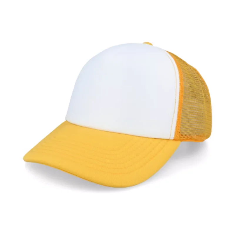 Vintage Foam Sky Sunflower White Trucker Mesh Custom Logo PVC Orange Trucker Hat Wholesale Patch 5 Panel For Women Men Kids