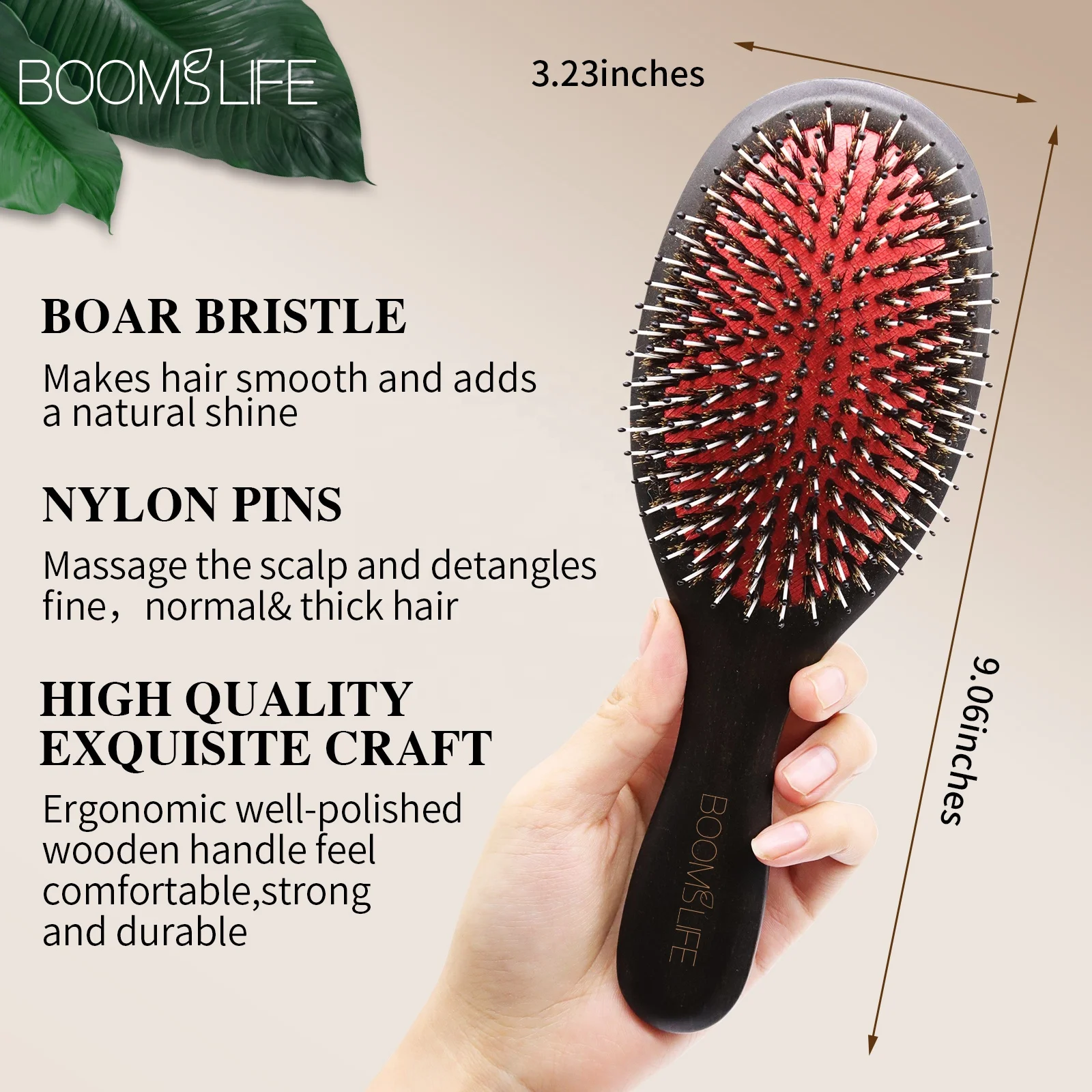 boar bristle hair brushes Wooden Hairbrushes 6PCS Paddle Hairbrush set for Thick Thin Straight Curly