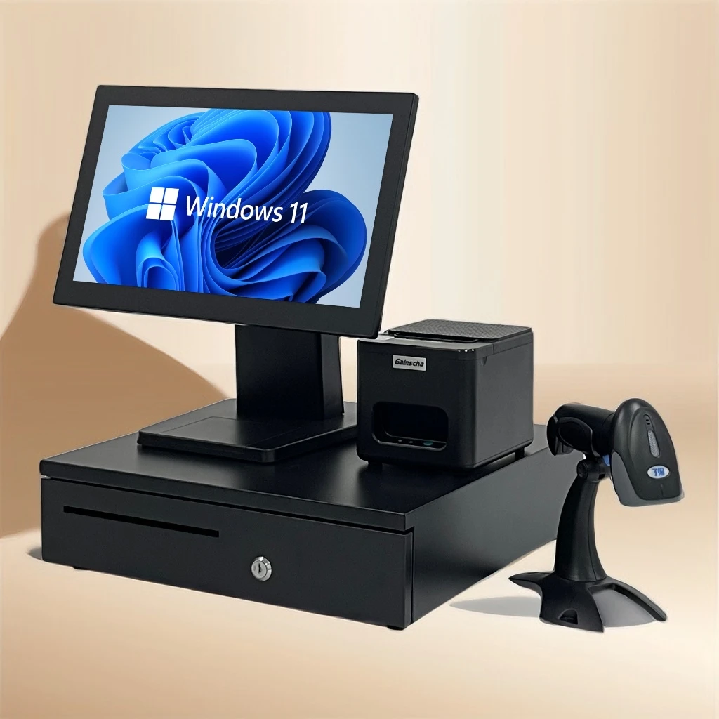 15/15.6 Inch POS dual Screen Touch Windows pos System All In One POS Machine Retail Cash Register for marketplace restaurant
