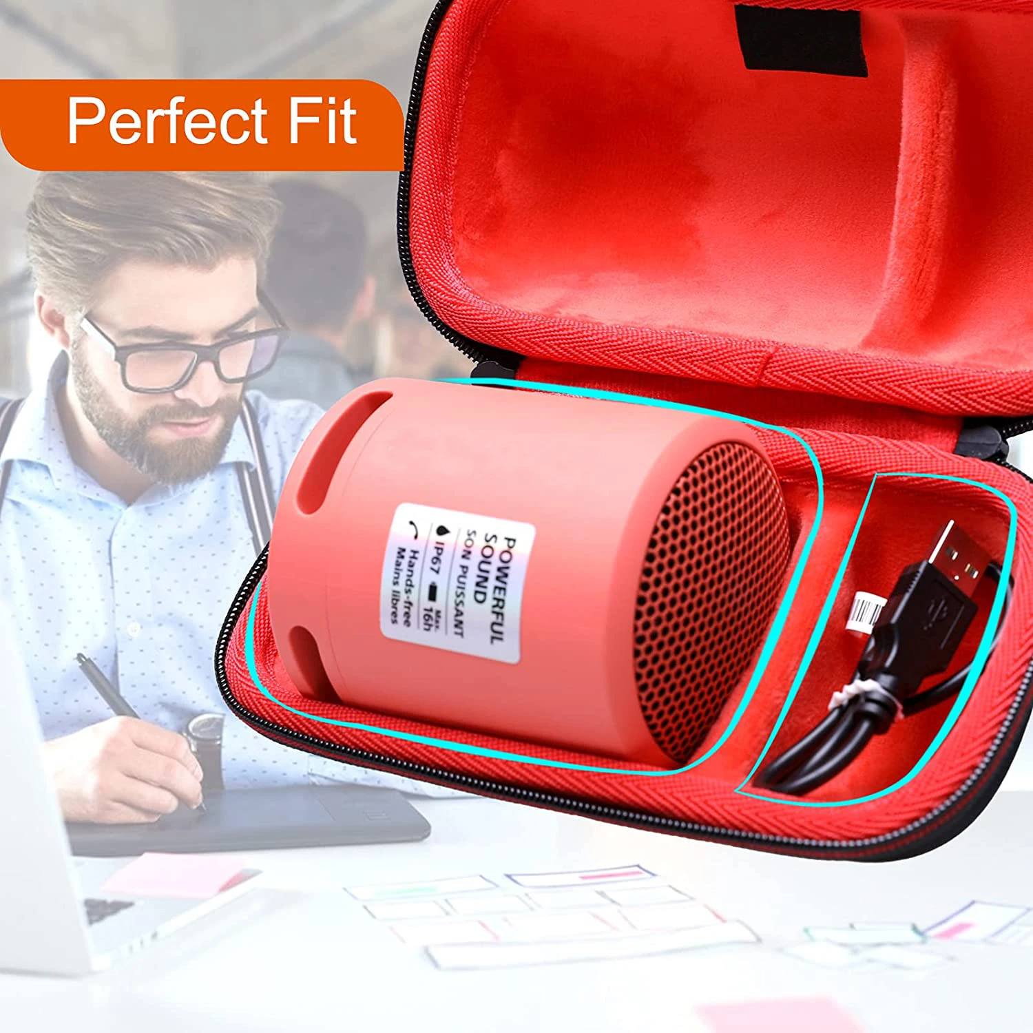 Hot Sale Travel Case For Wireless Speaker Audio Speaker Carry Case Red Portable Speaker EVA Case