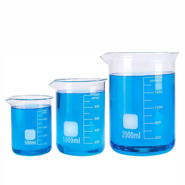 Hot Sale High Quality Round Beaker Glass Transparent Borosilicate Glass Beaker 250ml Support Customization Screen Print